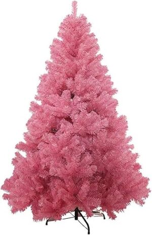 7.8Ft Sapin De Noël Artificiel Pin De Luxe Épicéa Artificiel Rose Sapin De Noël Décoration avec Pieds en Métal Solide Assemblage Facile pour Les Vacances Roses 7.8Ft (240Cm)...