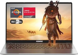 ACEMAGIC Gaming Ordinateur Portable avec Boîtier en Métal et Rétroéclairé,AMD Ryzen 7 5700U(8C/16T, jusqu'à 4,3 GHz) pour PC Portables Gamer,16,1 Pouces FHD,16Go DDR4,512Go M.2...