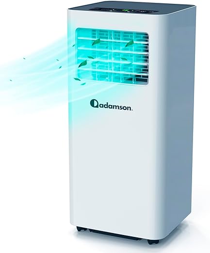 Adamson A9000 | Climatiseur Mobile Silencieux 3 en 1 + NOUVEAUTÉ 2024 + Déshumidificateur + Climatiseur Portable 9000 BTU + Ventilateur et Climatisation + Clim Mobile avec Menagerexpress