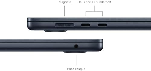 Apple 2024 Portable MacBook Air 15 Pouces avec Puce M3 écran Liquid Retina 153 Pouces 16 Go de mémoire unifiée 512 Go de Stockage SSD Clavier rétroéclairé caméra FaceTime Menagerexpress