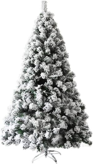 Arbres de Noël, Sapin de Noël Couvert de Neige, Décoration de Maison en Métal Blanc, Pin, Support Artificiel, Sapin de Noël Facile à Assembler (Couleur: Blanc; Taille: 240cm...
