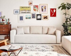 Best Mobilier - Topaze - canapé 3 Places - Convertible avec Coffre - en Velours côtelé - Beige