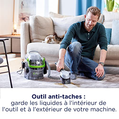 BISSELL SpotClean Pet Pro Nettoyeur Taches dAnimaux Aspirateur Shampouineuse Nettoyeur Tapis Voiture et Tissus dAmeublement Accessoires Inclus 750W Compact et Menagerexpress