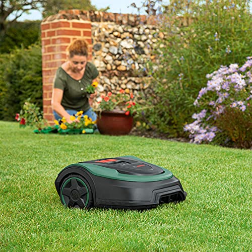 Bosch Home and Garden Tondeuse robot Indego S+ 500 avec batterie 18 V et fonction application station de charge incluselargeur de coupe de 19 cm capacité de tonte maximale Menagerexpress