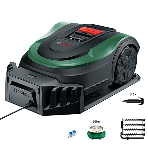 Bosch Home and Garden Tondeuse robot Indego XS 300 avec batterie 18 V intégrée station de charge largeur de coupe de 19 cm capacité de tonte maximale de 300 m2 dans un Menagerexpress