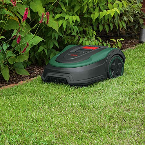 Bosch Home and Garden Tondeuse robot Indego XS 300 avec batterie 18 V intégrée station de charge largeur de coupe de 19 cm capacité de tonte maximale de 300 m2 dans un Menagerexpress
