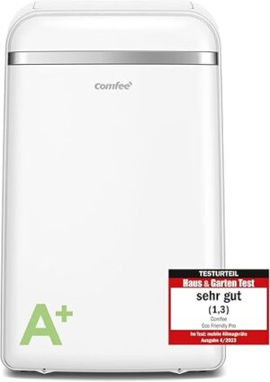 COMFEE' Climatiseur Mobile 10000 BTU/H 2,9kW, 3 Modes, Economie d'énergie Classe A+, Mode nuit, Minuterie 24H, Pour pièces de 33㎡/88m³, Kit d'évacution inclus, Réfrigérant naturel