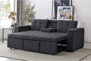 CONCEPT USINE - Canapé Convertible 3 Places en Tissu de Lin | NOHO Gris Foncé | Modulable très Pratique | Design Contemporain | Lit 2 Places : Couchage 160 x 160 cm | Structure...