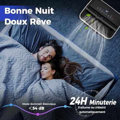 COSTWAY Climatiseur Mobile Silencieux 12000BTU 6 EN 1 Refroidissement 42m²+ChauffageVentilateurDéshumidificateurMode NuitClimatisation RapideClim Mobile Menagerexpress