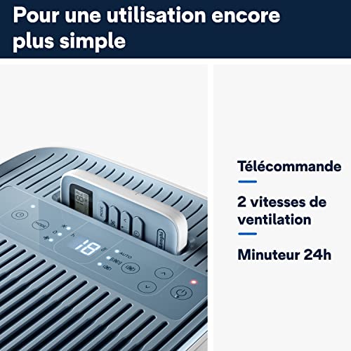 DeLonghi Pinguino Compact ES72 YOUNG Modèle 2022 Climatiseur Mobile Silencieux 8300 BTUh 21 kW 60m3 Gaz R290 Fonction Déshumidificateur 24 Heures Timer Classe Menagerexpress