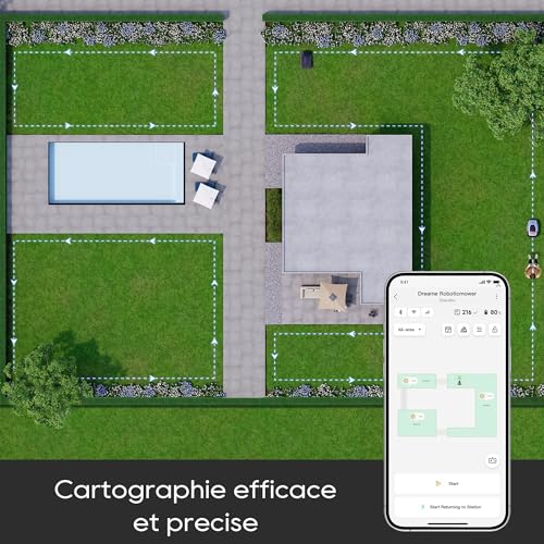 dreame A1 Robot Tondeuse Intelligente Tondeuse à Gazon robotisée sans Fil périmétrique Contrôle Aapplication OmniSense Technologie Gestion intuitive des Zones Évitement Menagerexpress