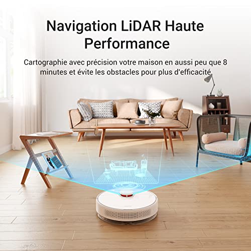 dreame D10 Plus Robot Aspirateur Laveur avec vidange Automatique poussière Navigation LiDAR Détection Obstacles Aspiration 4000Pa Tapis et Poils danimaux Batterie 170 Min Menagerexpress