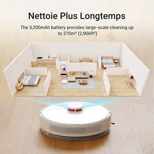 dreame D10 Plus Robot Aspirateur Laveur avec vidange Automatique poussière Navigation LiDAR Détection Obstacles Aspiration 4000Pa Tapis et Poils danimaux Batterie 170 Min Menagerexpress