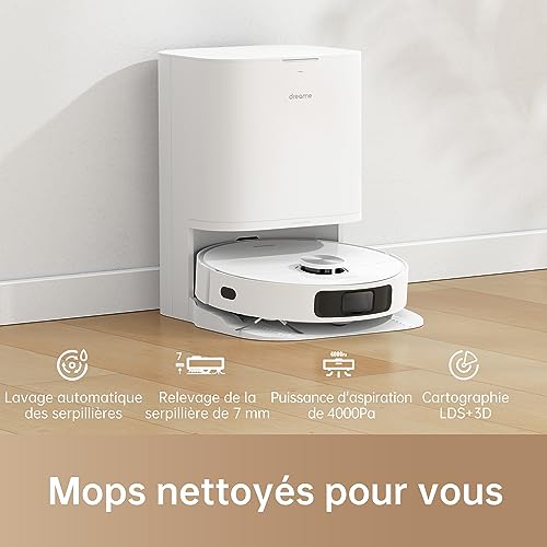 Dreame L10 Prime Robot Aspirateur Laveur avec Ascenseur de Serpillière de 7mm Nettoyage Automatique Navigation LDS Cartographie 3D 4000Pa dAspiration WiFiAPPAlexa pour Menagerexpress