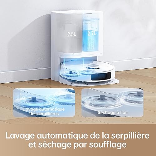 Dreame L10 Prime Robot Aspirateur Laveur avec Ascenseur de Serpillière de 7mm Nettoyage Automatique Navigation LDS Cartographie 3D 4000Pa dAspiration WiFiAPPAlexa pour Menagerexpress