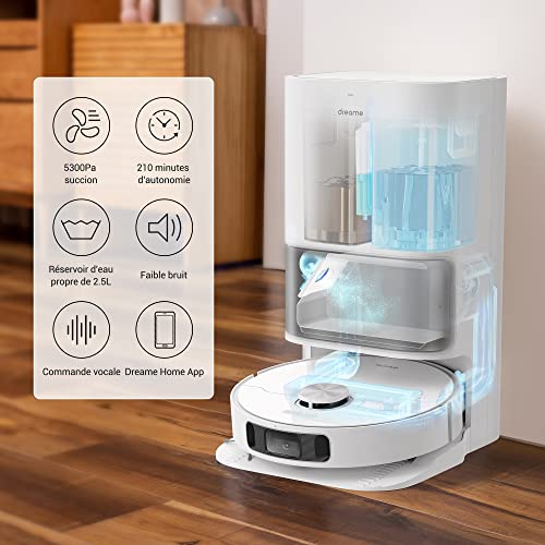 dreame L10s Ultra Robot Aspirateur Laveur avec Base Autonettoyante Vidange Poussière Nettoyage Automatique AI Détection dobstacles 3D 5300Pa Tapis Poils danimaux Menagerexpress