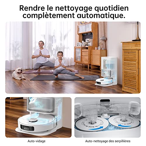 dreame L10s Ultra Robot Aspirateur Laveur avec Base Autonettoyante Vidange Poussière Nettoyage Automatique AI Détection dobstacles 3D 5300Pa Tapis Poils danimaux Menagerexpress