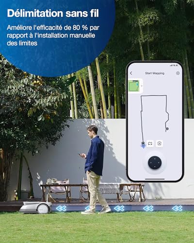 ECOVACS Goat G1800 Robot Tondeuse sans Fil périphérique 800㎡ évitement dobstacles 3D AIVI Planification Intelligente Gestion de 16 Zones Réglage de Zone Interdite Menagerexpress