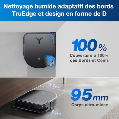 ECOVACS Robot Aspirateur Laveur DEEBOT X5 Omni Aspirateur Robot avec Station 12800Pa ZeroTangle Nettoyage Humide adaptatif TruEdge Lavage à leau Chaude à 70°C Levage des Menagerexpress
