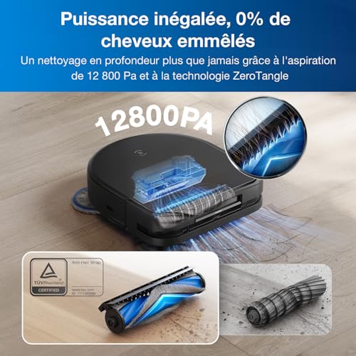 ECOVACS Robot Aspirateur Laveur DEEBOT X5 Omni Aspirateur Robot avec Station 12800Pa ZeroTangle Nettoyage Humide adaptatif TruEdge Lavage à leau Chaude à 70°C Levage des Menagerexpress