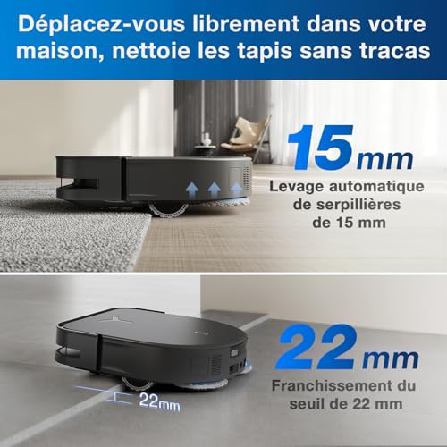 ECOVACS Robot Aspirateur Laveur DEEBOT X5 Omni Aspirateur Robot avec Station 12800Pa ZeroTangle Nettoyage Humide adaptatif TruEdge Lavage à leau Chaude à 70°C Levage des Menagerexpress
