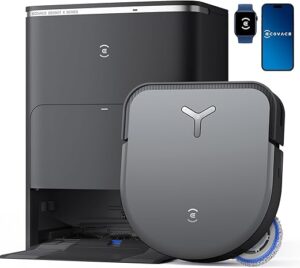 ECOVACS Robot Aspirateur Laveur DEEBOT X5 Omni, Aspirateur Robot avec Station, 12800Pa, ZeroTangle, Nettoyage Humide adaptatif TruEdge, Lavage à l'eau Chaude à 70°C, Levage des...