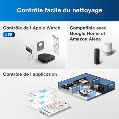 ECOVACS Robot Aspirateur Laveur DEEBOT X5 Omni Aspirateur Robot avec Station 12800Pa ZeroTangle Nettoyage Humide adaptatif TruEdge Lavage à leau Chaude à 70°C Levage des Menagerexpress