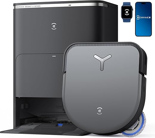 ECOVACS Robot Aspirateur Laveur DEEBOT X5 Omni Aspirateur Robot avec Station 12800Pa ZeroTangle Nettoyage Humide adaptatif TruEdge Lavage à leau Chaude à 70°C Levage des Menagerexpress