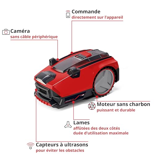 Einhell RobotTondeuse FREELEXO CAM 500 Power XChange 18 V caméra remplaçant Le câble périphérique 500 m² Moteur sans Charbon pentes Jusquà 25 Largeur de Coupe 18 cm Menagerexpress