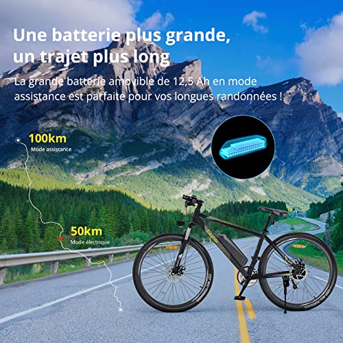 Eleglide Vélos Électrique M1 Plus Vélo de Montagne électrique 27529 VTT Électrique Batterie 125 Ah écran LCD 21 Vitesses EBike Urbain pour Adulte APP Menagerexpress