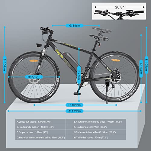 Eleglide Vélos Électrique M1 Plus Vélo de Montagne électrique 27529 VTT Électrique Batterie 125 Ah écran LCD 21 Vitesses EBike Urbain pour Adulte APP Menagerexpress