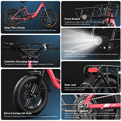 ENGWE Velo Electrique Homme 20 Poucesvélo électrique 48V 13Ah Batterie VTT Electrique Adulte Homme Shimano 7 Vitesses avec écran LCD 25kmh avec Moteur 250w autonomie Menagerexpress