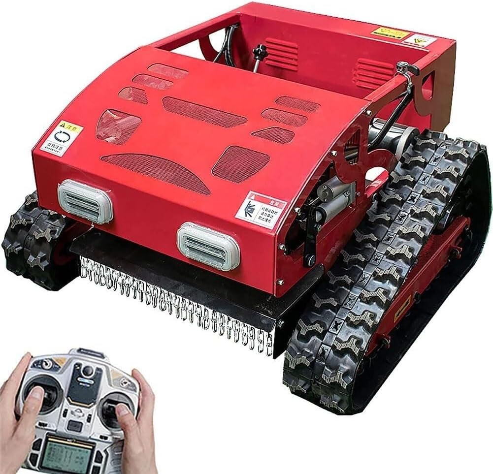 Ensemble de tondeuse à gazon robot tondeuse à essence tondeuse à gazon à essence à quatre coups avec télécommande tondeuse sur chenilles de 75 CV grimpe jusquà 45 ° Menagerexpress