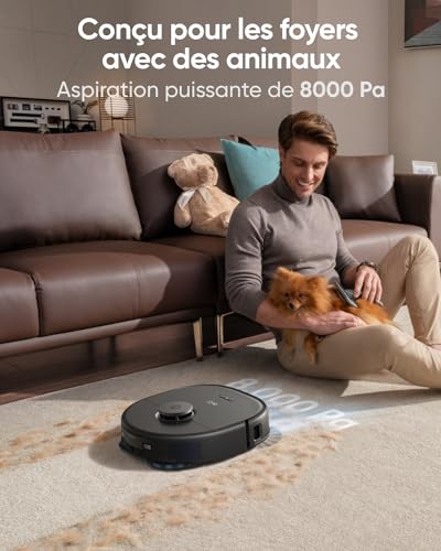 eufy X10 Pro Omni Aspirateur Robot avec Station 8 000 Pa Lavage et Séchage Automatique des Patins de Nettoyage Système dAutovidage Autoremplissage Contournement des Obstacles Menagerexpress