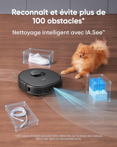 eufy X10 Pro Omni Aspirateur Robot avec Station 8 000 Pa Lavage et Séchage Automatique des Patins de Nettoyage Système dAutovidage Autoremplissage Contournement des Obstacles Menagerexpress