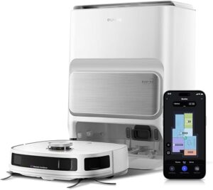 Eureka J12 Ultra Robot Aspirateur Laveur avec Station Automatique de Vidange Lavage Séchage, Aspirateur Robot de 5000Pa, Serpillière Rotative, Double LiDAR Navigation, Évitement...