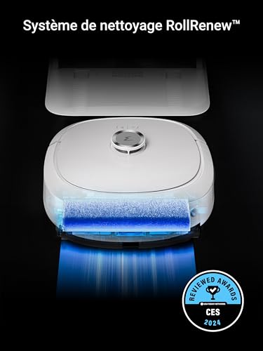 EUREKA J20 Robot Aspirateur Laveur Serpillière à Chenille 17 N 6000mAh Aspirateur Robot Laveur avec Station Autonettoyante 8000 Pa Détection de Tapis AI Détection Menagerexpress