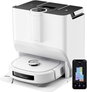 EUREKA J20 Robot Aspirateur Laveur Serpillière à Chenille 17 N, 6000mAh Aspirateur Robot Laveur avec Station Autonettoyante, 8000 Pa, Détection de Tapis, AI Détection...