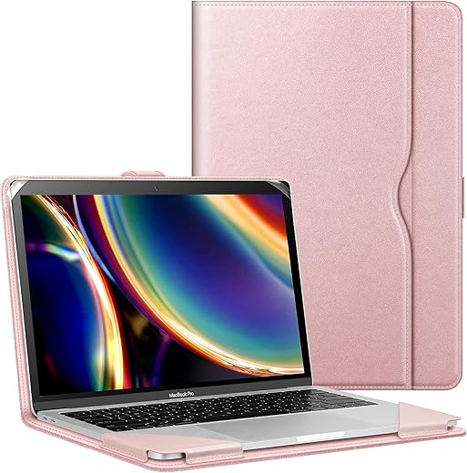 FINTIE Coque Compatible avec MacBook Air 136 Pouces M3M2 20242022 MacBook Air 13 M1 202020192018 et MacBook Pro 13 M2 M1 20162022 Housse avec Poche de Document Or Rose Menagerexpress