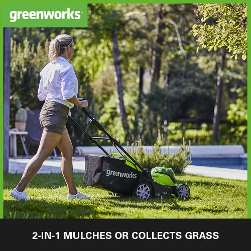 Greenworks G40LM41K2X Tondeuse à Gazon sans Fil pour Pelouses Jusquà 500m² Largeur de Coupe 41 cm Sac de 50L INCLUS Deux Batteries 40V 2Ah et Un Chargeur Garantie 3 Ans Menagerexpress
