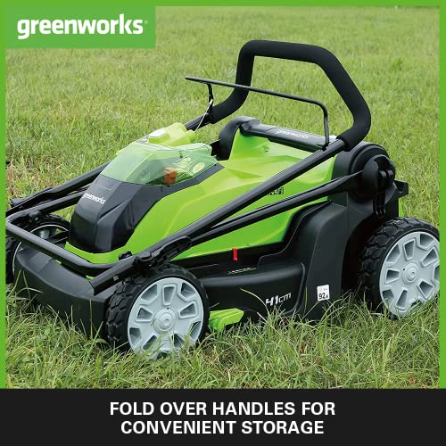 Greenworks G40LM41K2X Tondeuse à Gazon sans Fil pour Pelouses Jusquà 500m² Largeur de Coupe 41 cm Sac de 50L INCLUS Deux Batteries 40V 2Ah et Un Chargeur Garantie 3 Ans Menagerexpress