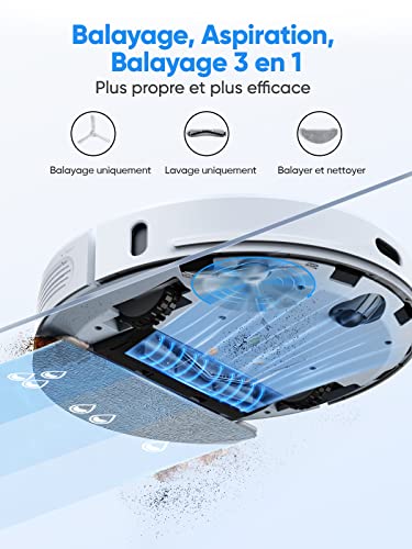 HONITURE Robot Aspirateur Laveur avec Station de Vidange Aspirateur Robot Laser Q6 Pro 3500pa WiFiAPPAlexa Contrôle Cartographie 5étages Idéal pour Poils danimaux Menagerexpress