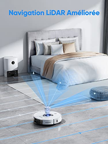 HONITURE Robot Aspirateur Laveur avec Station de Vidange Aspirateur Robot Laser Q6 Pro 3500pa WiFiAPPAlexa Contrôle Cartographie 5étages Idéal pour Poils danimaux Menagerexpress