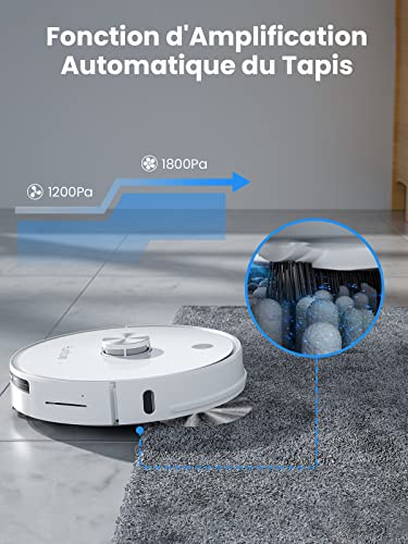 HONITURE Robot Aspirateur Laveur avec Station de Vidange Aspirateur Robot Laser Q6 Pro 3500pa WiFiAPPAlexa Contrôle Cartographie 5étages Idéal pour Poils danimaux Menagerexpress