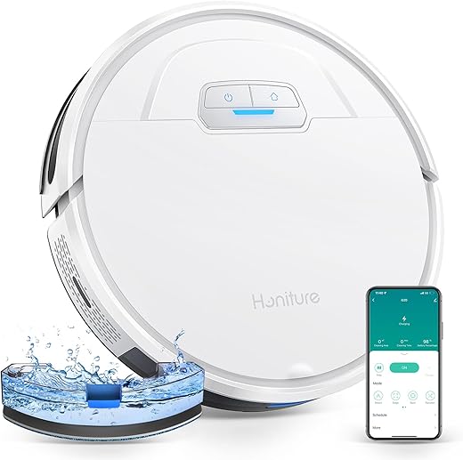 HONITURE Robot Aspirateur Laveur Poils Animaux G20 Aspirateur Robot 3 en 1 4000PA AlexaWiFiAPP Idéal pour Tapis Sols Durs UltraMince Silencieux Menagerexpress