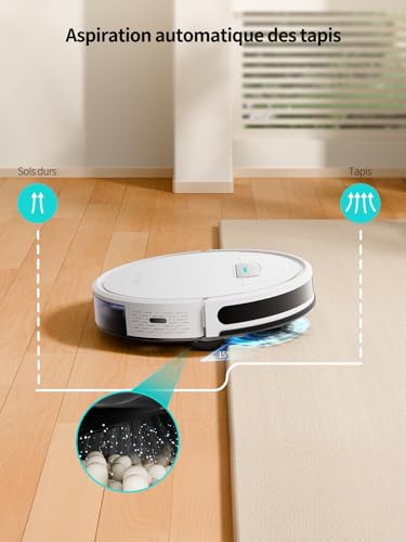HONITURE Robot Aspirateur Laveur Poils Animaux G20 Aspirateur Robot 3 en 1 4000PA AlexaWiFiAPP Idéal pour Tapis Sols Durs UltraMince Silencieux Menagerexpress