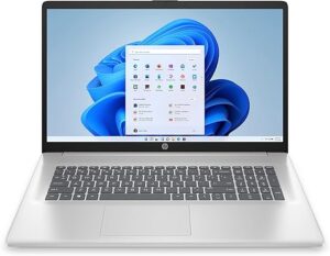 HP Laptop 17-cn2004sf PC Portable 17,3" FHD (Intel Core i3-1215U, RAM 8 Go, SSD 512 Go, AZERTY, Windows 11 Famille) Argent naturel