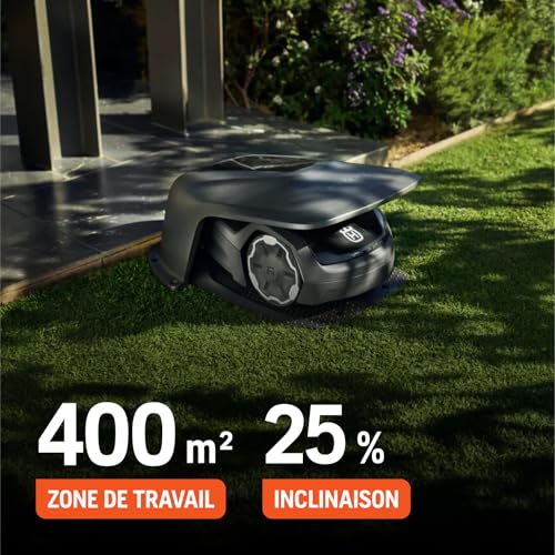 Husqvarna Robot Tondeuse Automower® Aspire™ R4 pour 400 m² de Surface I Tondeuse à Gazon sans Fil Robot contrôle Via lapplication Connect avec Commande vocale WiFI Menagerexpress