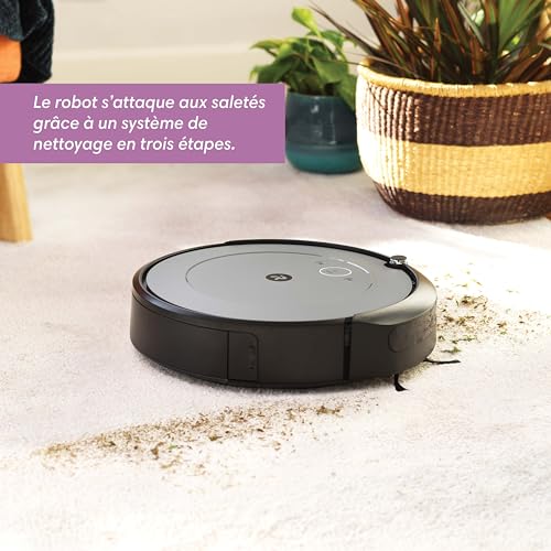 iRobot Roomba i1 i1152 Brosses Antiemmêlement Idéal Animaux Navigation Intelligente Se Recharge Et Reprend Le Nettoyage Contrôle Vocal Et à Distance Menagerexpress