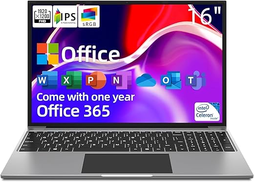 Jumper PC Portable 16 Pouces Boîtier Métallique 4Go RAM 128Go SSD Jusquà 25 GHz Celeron Ordinateur Portable Installé 1 an 365 Office 1920 1200 IPS Bluetooth40 USB 30×2 Menagerexpress